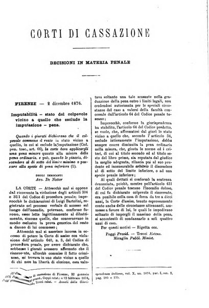 Annali della giurisprudenza italiana raccolta generale delle decisioni delle Corti di cassazione e d'appello in materia civile, criminale, commerciale, di diritto pubblico e amministrativo, e di procedura civile e penale