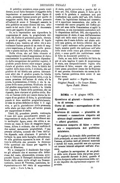 Annali della giurisprudenza italiana raccolta generale delle decisioni delle Corti di cassazione e d'appello in materia civile, criminale, commerciale, di diritto pubblico e amministrativo, e di procedura civile e penale