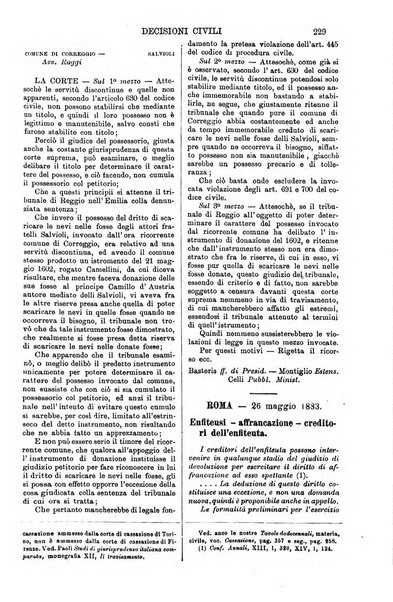 Annali della giurisprudenza italiana raccolta generale delle decisioni delle Corti di cassazione e d'appello in materia civile, criminale, commerciale, di diritto pubblico e amministrativo, e di procedura civile e penale