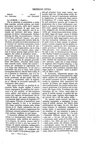 Annali della giurisprudenza italiana raccolta generale delle decisioni delle Corti di cassazione e d'appello in materia civile, criminale, commerciale, di diritto pubblico e amministrativo, e di procedura civile e penale