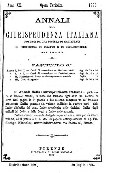 Annali della giurisprudenza italiana raccolta generale delle decisioni delle Corti di cassazione e d'appello in materia civile, criminale, commerciale, di diritto pubblico e amministrativo, e di procedura civile e penale