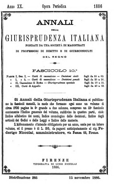 Annali della giurisprudenza italiana raccolta generale delle decisioni delle Corti di cassazione e d'appello in materia civile, criminale, commerciale, di diritto pubblico e amministrativo, e di procedura civile e penale