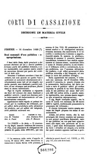 Annali della giurisprudenza italiana raccolta generale delle decisioni delle Corti di cassazione e d'appello in materia civile, criminale, commerciale, di diritto pubblico e amministrativo, e di procedura civile e penale