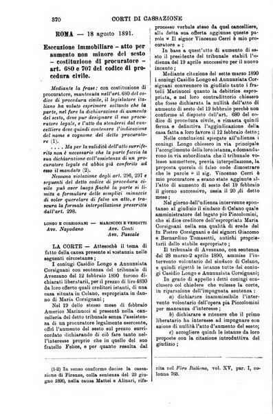 Annali della giurisprudenza italiana raccolta generale delle decisioni delle Corti di cassazione e d'appello in materia civile, criminale, commerciale, di diritto pubblico e amministrativo, e di procedura civile e penale