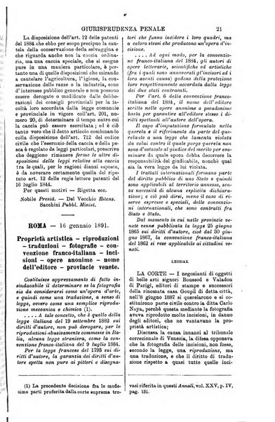 Annali della giurisprudenza italiana raccolta generale delle decisioni delle Corti di cassazione e d'appello in materia civile, criminale, commerciale, di diritto pubblico e amministrativo, e di procedura civile e penale