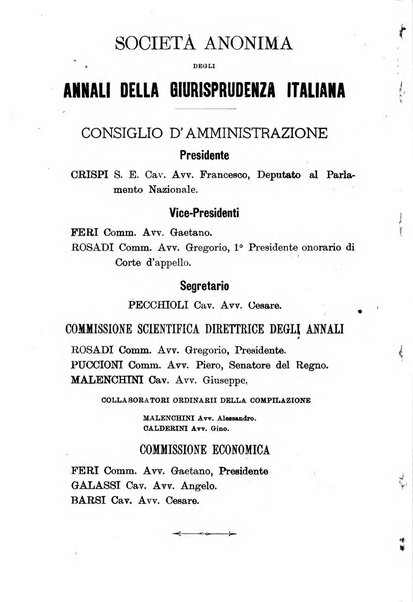 Annali della giurisprudenza italiana raccolta generale delle decisioni delle Corti di cassazione e d'appello in materia civile, criminale, commerciale, di diritto pubblico e amministrativo, e di procedura civile e penale