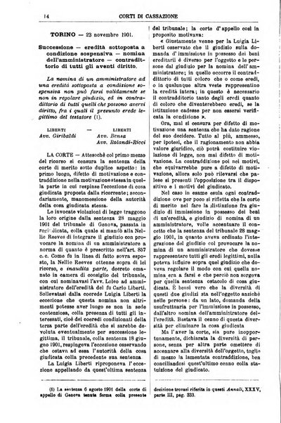 Annali della giurisprudenza italiana raccolta generale delle decisioni delle Corti di cassazione e d'appello in materia civile, criminale, commerciale, di diritto pubblico e amministrativo, e di procedura civile e penale