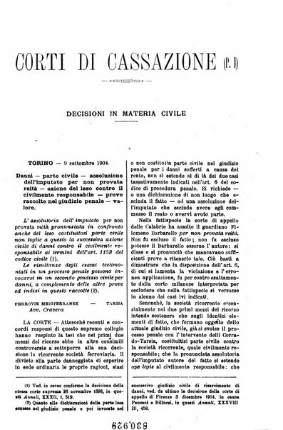 Annali della giurisprudenza italiana raccolta generale delle decisioni delle Corti di cassazione e d'appello in materia civile, criminale, commerciale, di diritto pubblico e amministrativo, e di procedura civile e penale