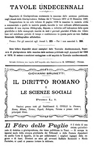 Annali della giurisprudenza italiana raccolta generale delle decisioni delle Corti di cassazione e d'appello in materia civile, criminale, commerciale, di diritto pubblico e amministrativo, e di procedura civile e penale