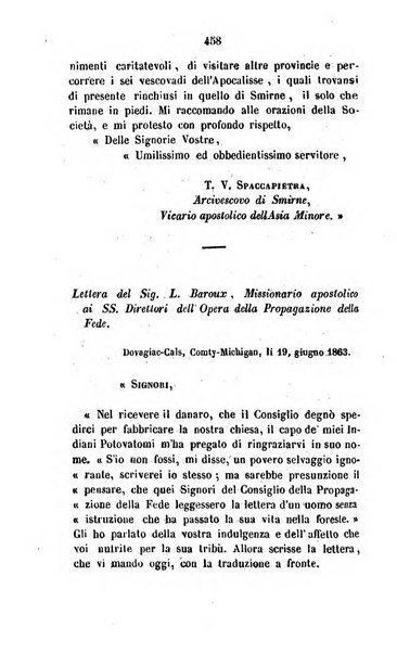 Annali della propagazione della fede raccolta periodica delle lettere dei vescovi e dei missionarj delle missioni nei due mondi ... che forma il seguito delle Lettere edificanti