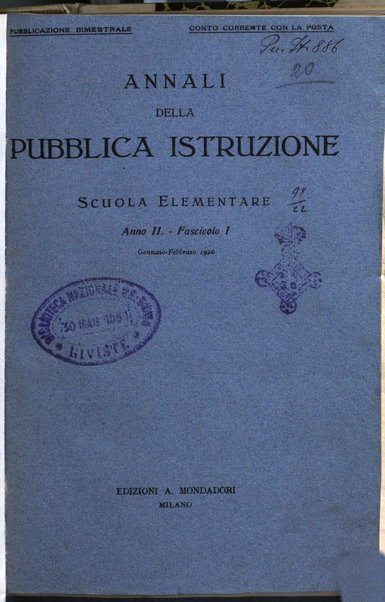 Annali della pubblica istruzione 1. Scuola elementare