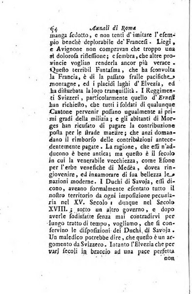 Annali di Roma opera periodica del sig. ab. Michele Mallio