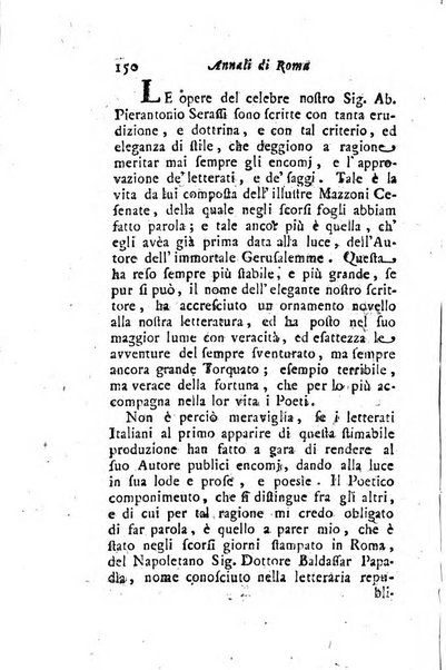 Annali di Roma opera periodica del sig. ab. Michele Mallio