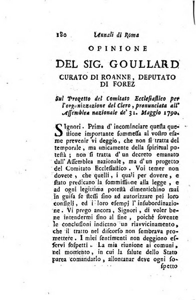 Annali di Roma opera periodica del sig. ab. Michele Mallio