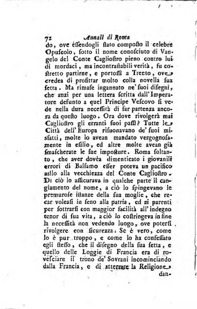 Annali di Roma opera periodica del sig. ab. Michele Mallio