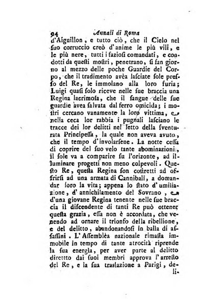 Annali di Roma opera periodica del sig. ab. Michele Mallio