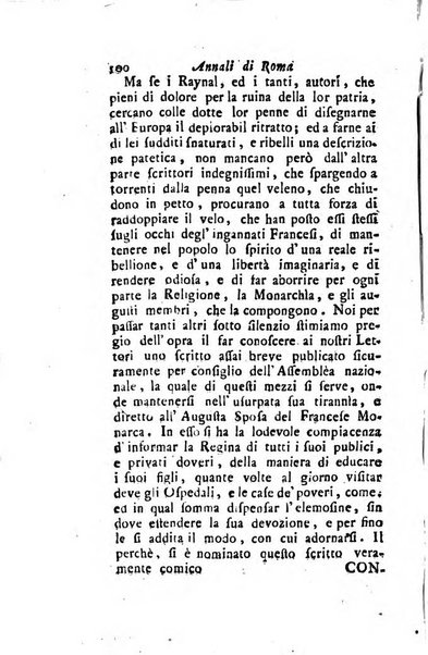 Annali di Roma opera periodica del sig. ab. Michele Mallio