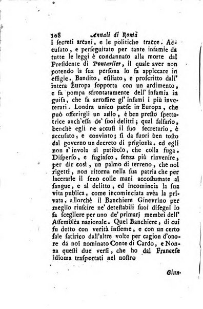 Annali di Roma opera periodica del sig. ab. Michele Mallio