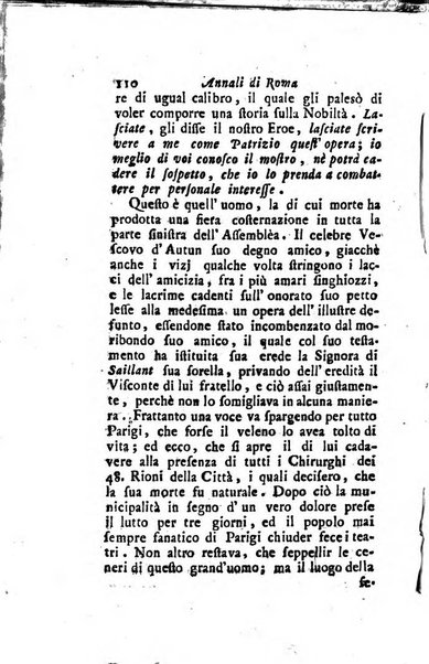 Annali di Roma opera periodica del sig. ab. Michele Mallio