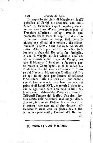 Annali di Roma opera periodica del sig. ab. Michele Mallio