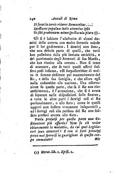 Annali di Roma opera periodica del sig. ab. Michele Mallio