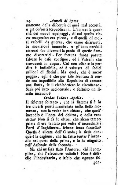 Annali di Roma opera periodica del sig. ab. Michele Mallio