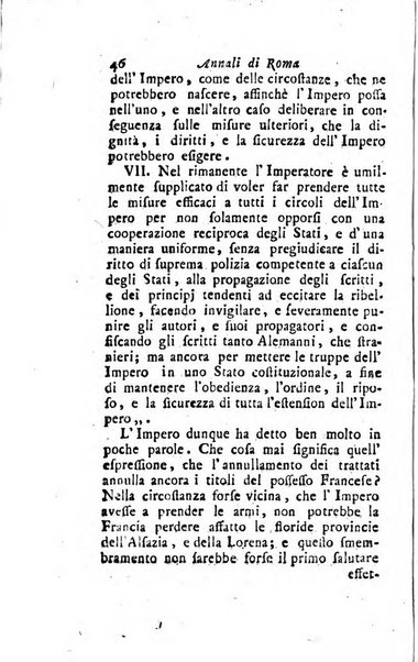 Annali di Roma opera periodica del sig. ab. Michele Mallio