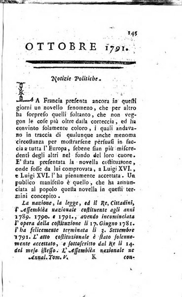 Annali di Roma opera periodica del sig. ab. Michele Mallio