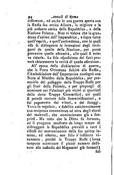 Annali di Roma opera periodica del sig. ab. Michele Mallio