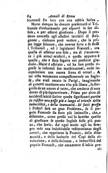 Annali di Roma opera periodica del sig. ab. Michele Mallio