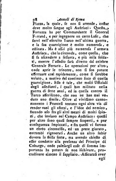 Annali di Roma opera periodica del sig. ab. Michele Mallio