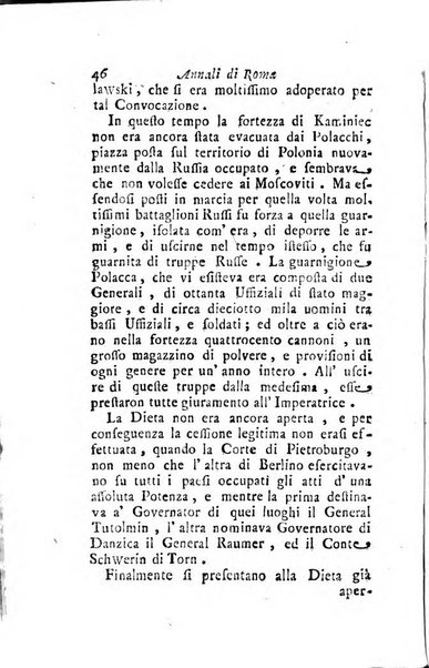 Annali di Roma opera periodica del sig. ab. Michele Mallio