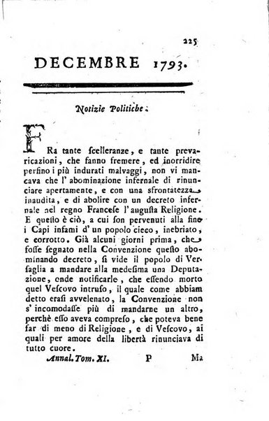 Annali di Roma opera periodica del sig. ab. Michele Mallio