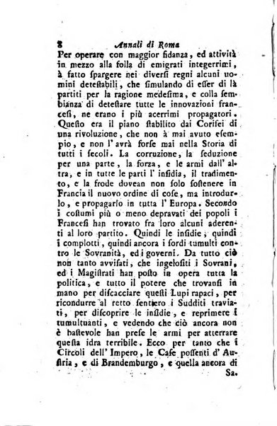 Annali di Roma opera periodica del sig. ab. Michele Mallio