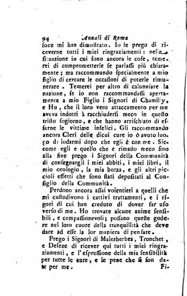 Annali di Roma opera periodica del sig. ab. Michele Mallio