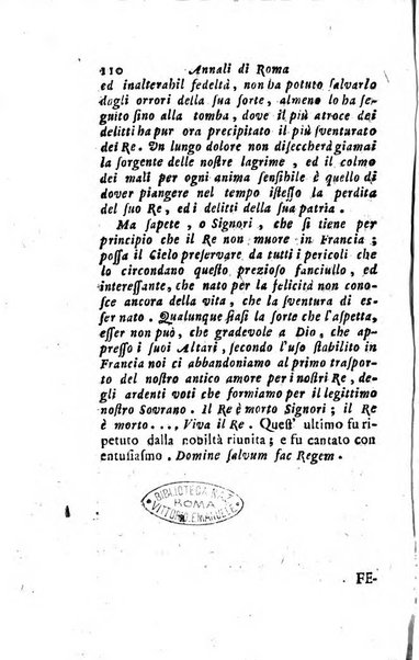 Annali di Roma opera periodica del sig. ab. Michele Mallio