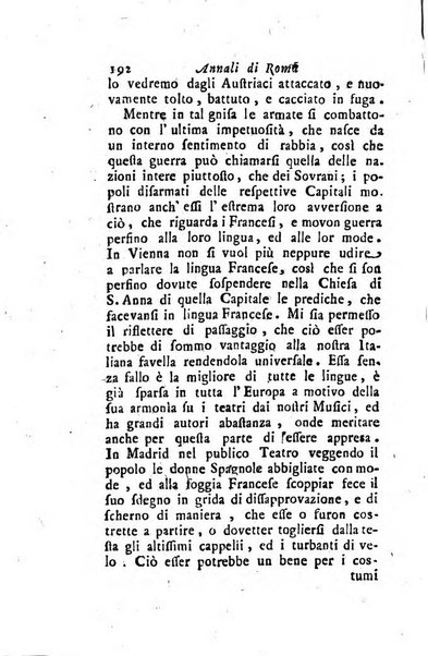 Annali di Roma opera periodica del sig. ab. Michele Mallio