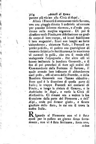 Annali di Roma opera periodica del sig. ab. Michele Mallio