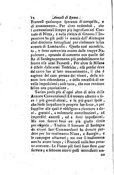 Annali di Roma opera periodica del sig. ab. Michele Mallio