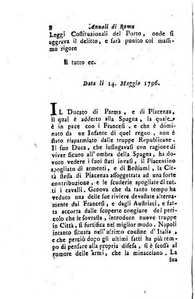 Annali di Roma opera periodica del sig. ab. Michele Mallio