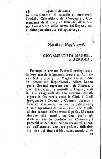 Annali di Roma opera periodica del sig. ab. Michele Mallio