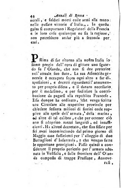 Annali di Roma opera periodica del sig. ab. Michele Mallio