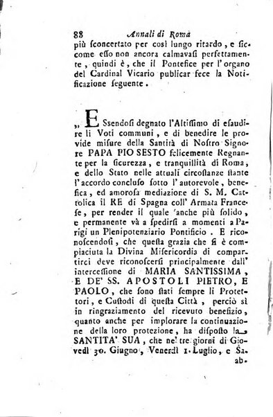 Annali di Roma opera periodica del sig. ab. Michele Mallio