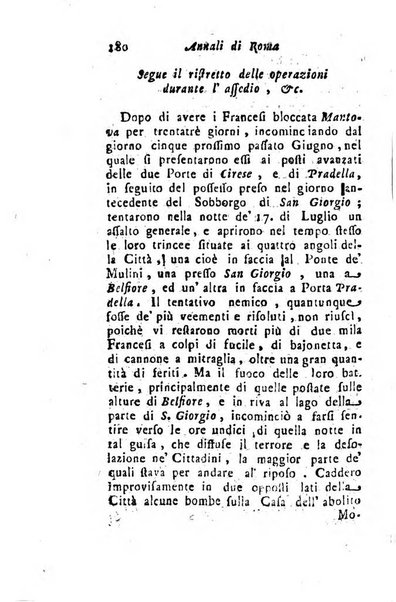 Annali di Roma opera periodica del sig. ab. Michele Mallio