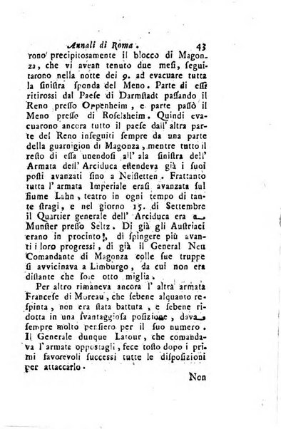 Annali di Roma opera periodica del sig. ab. Michele Mallio