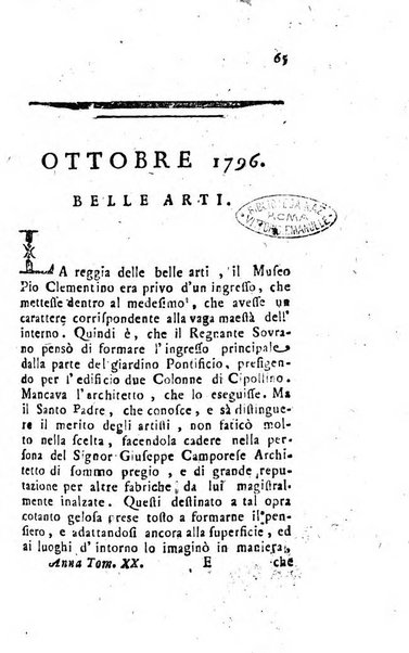 Annali di Roma opera periodica del sig. ab. Michele Mallio