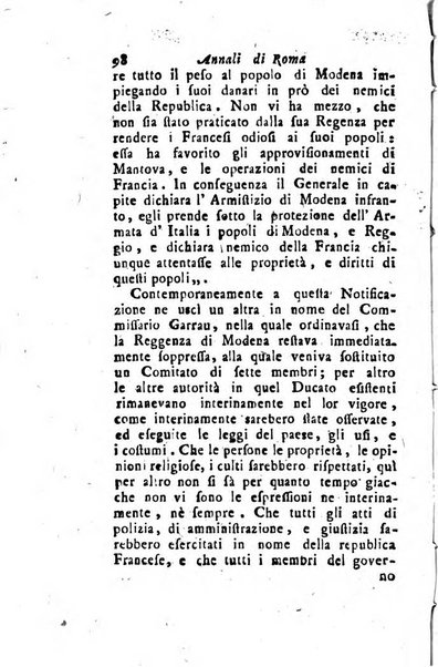 Annali di Roma opera periodica del sig. ab. Michele Mallio