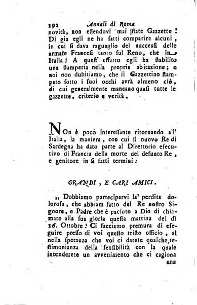 Annali di Roma opera periodica del sig. ab. Michele Mallio