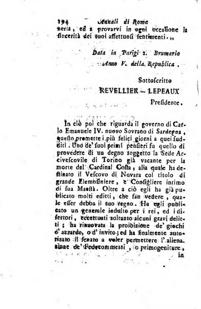 Annali di Roma opera periodica del sig. ab. Michele Mallio