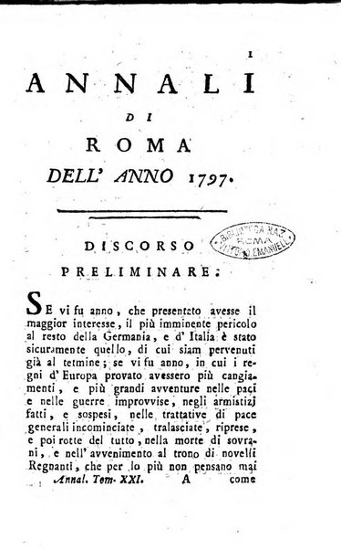 Annali di Roma opera periodica del sig. ab. Michele Mallio